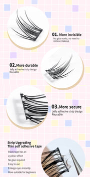 Self Adhesive Bottom Lashes No Glue Needed Reusable Under Eyelash Korean / Makeup DIY Individual Manga Lash Clusters