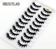 New Soft 10 Pairs 3D Faux Mink Hair False Eyelashes Natural Thick Long Eye Lashes Wispy Makeup Beauty Lashes Extension Tools