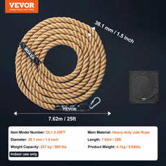 VEVOR Gym Climbing Rope 10 ft Length Gym Fitness Training Rope Gym Exercise Workout Rope for Adults, Climbing Rope for Fitness