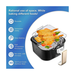 Air Fryer Rack for 5.5L Air Fryer, 2 Tier Air Fryer Grill/Shelf/Dehydrator Rack Square ,Air Fryer Accessories