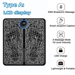 Electric EMS Foot Massager Pad Relief Pain Relax Feet Acupoints Massage Mat Shock Muscle Stimulation Improve Blood Circulation