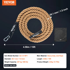 VEVOR Gym Climbing Rope 10 ft Length Gym Fitness Training Rope Gym Exercise Workout Rope for Adults, Climbing Rope for Fitness