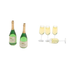 6 Pieces Miniature Goblets & Wine Beer Bottles Dollhouse Party Groceries Kitchen Garden Decoration