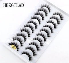 New Soft 10 Pairs 3D Faux Mink Hair False Eyelashes Natural Thick Long Eye Lashes Wispy Makeup Beauty Lashes Extension Tools
