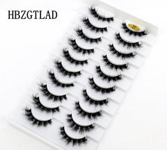 New Soft 10 Pairs 3D Faux Mink Hair False Eyelashes Natural Thick Long Eye Lashes Wispy Makeup Beauty Lashes Extension Tools