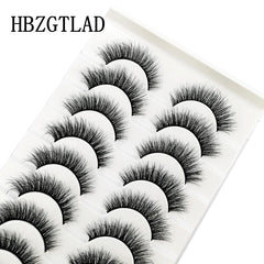 New Soft 10 Pairs 3D Faux Mink Hair False Eyelashes Natural Thick Long Eye Lashes Wispy Makeup Beauty Lashes Extension Tools
