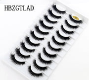 New Soft 10 Pairs 3D Faux Mink Hair False Eyelashes Natural Thick Long Eye Lashes Wispy Makeup Beauty Lashes Extension Tools