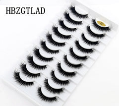 New Soft 10 Pairs 3D Faux Mink Hair False Eyelashes Natural Thick Long Eye Lashes Wispy Makeup Beauty Lashes Extension Tools