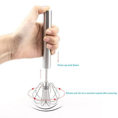 10/12/14inch Stainless Steel Semi Automatic Whisk Blender for Home -Versatile Tool for Egg Beater, Milk Frother, Hand Push Whisk