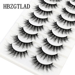 New Soft 10 Pairs 3D Faux Mink Hair False Eyelashes Natural Thick Long Eye Lashes Wispy Makeup Beauty Lashes Extension Tools