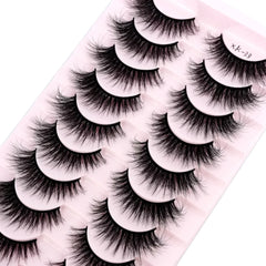 New Soft 10 Pairs 3D Faux Mink Hair False Eyelashes Natural Thick Long Eye Lashes Wispy Makeup Beauty Lashes Extension Tools