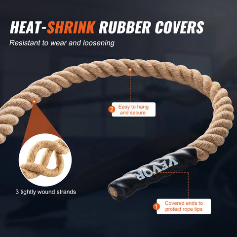 VEVOR Gym Climbing Rope 10 ft Length Gym Fitness Training Rope Gym Exercise Workout Rope for Adults, Climbing Rope for Fitness