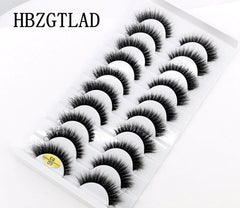 New Soft 10 Pairs 3D Faux Mink Hair False Eyelashes Natural Thick Long Eye Lashes Wispy Makeup Beauty Lashes Extension Tools