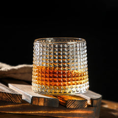 200ML Whiskey Glass Cup Novelty Rotatable Barware Old Fashioned Wine Glass Coffee Cup for Liquor Scotch Bourbon Bar Drinkware