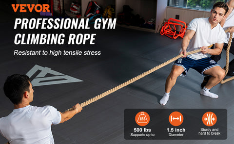 VEVOR Gym Climbing Rope 10 ft Length Gym Fitness Training Rope Gym Exercise Workout Rope for Adults, Climbing Rope for Fitness