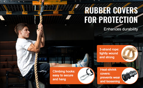 VEVOR Gym Climbing Rope 10 ft Length Gym Fitness Training Rope Gym Exercise Workout Rope for Adults, Climbing Rope for Fitness